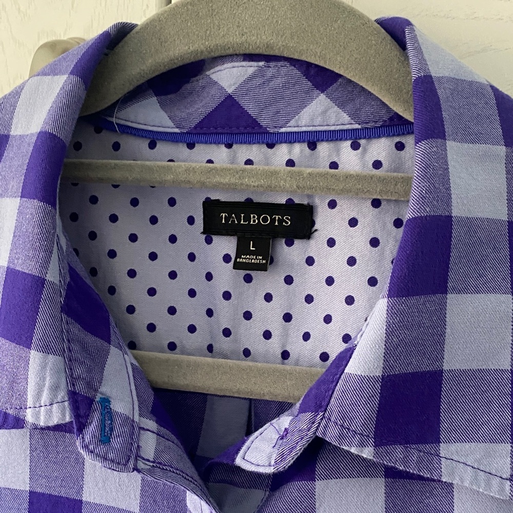Talbots Purple Check Button-Down Shirt